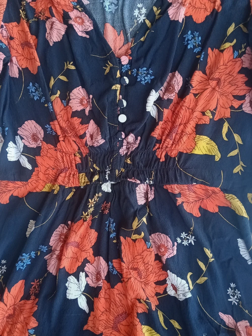 Banana Republic Navy Maxi Dress with Red Floral Print